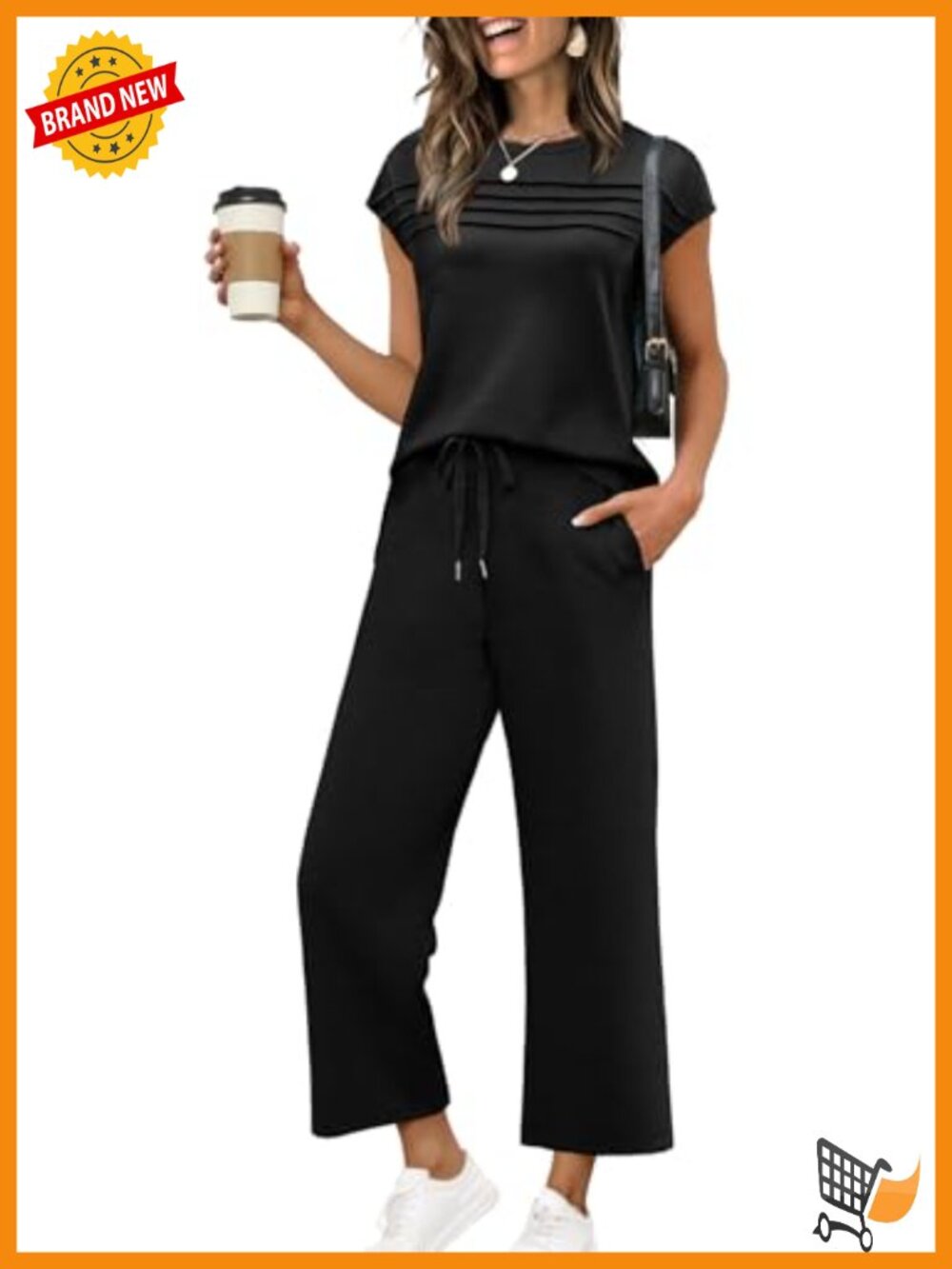 WIHOLL Two Piece Set Cap Sleeve Lounge Matching Wide Leg Pants S-3XL